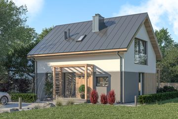  Projekt domu D338 - wersja murowana (WAI1512) - projekt domu parterowego z poddaszem - Zdjęcie 1