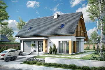  Projekt domu Rio 2 szkielet drewniany pompa ciepła, wentylacja mechaniczna (SLN2860) - projekt domu parterowego z poddaszem - Zdjęcie 1
