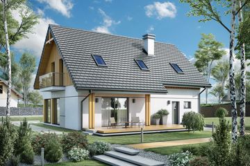  Projekt domu Rio 2 szkielet drewniany pompa ciepła, wentylacja mechaniczna (SLN2860) - projekt domu parterowego z poddaszem - Zdjęcie 2