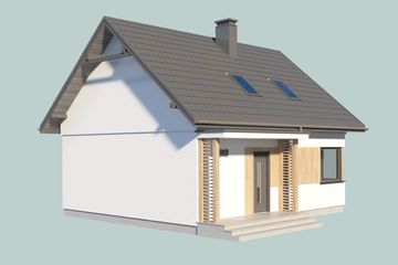 Projekt domu Sevilla 4 - na zgłoszenie do 70m2 pompa ciepła, wentylacja mechaniczna z rekup. - parterowy z poddaszem dom o powierzchni 81,70 m², dach dwuspadowy - ujęcie 4