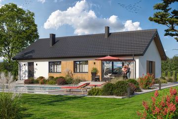 Projekt domu Tracja 11 - parterowy dom o powierzchni 95,40 m², dach dwuspadowy - ujęcie 3