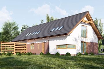  Projekt domu uA76v11 (WCB1584) - projekt domu parterowego z poddaszem - Zdjęcie 2