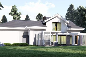 Projekt domu uA389 - parterowy z poddaszem dom o powierzchni 236,10 m², dach kopertowy - ujęcie 4