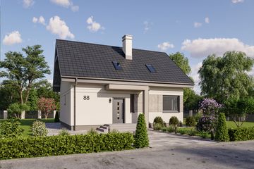 Projekt domu Samos szkielet drewniany - parterowy z poddaszem dom o powierzchni 103,94 m², dach dwuspadowy - ujęcie 3