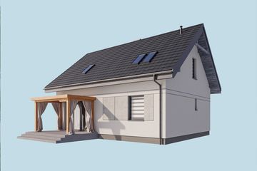Projekt domu Samos szkielet drewniany - parterowy z poddaszem dom o powierzchni 103,94 m², dach dwuspadowy - ujęcie 4