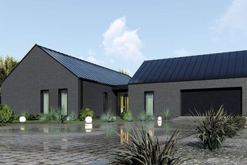Projekt domu uA337v1 - parterowy dom o powierzchni 174,21 m², dach dwuspadowy, koszt budowy 563 000 zł - ujęcie frontu