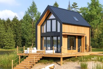  Projekt domu Stodoła mini drewniana (KDX1033) - projekt domu parterowego z poddaszem - Zdjęcie 1