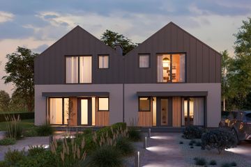 Projekt domu D425A - Zabudowa bliźniacza - parterowy z poddaszem dom o powierzchni 192,66 m², dach dwuspadowy - ujęcie 3