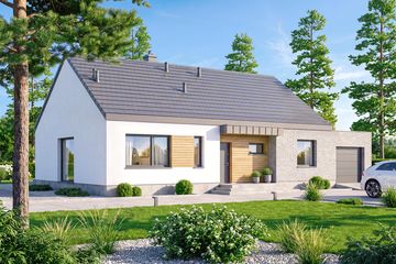 Projekt domu Mokka 20 modern plus 2 - parterowy dom o powierzchni 110,96 m², dach dwuspadowy, koszt budowy 358 000 zł - ujęcie frontu