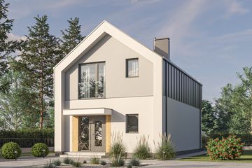 Projekt domu D427 - parterowy z poddaszem dom o powierzchni 91,59 m², dach dwuspadowy - ujęcie 2