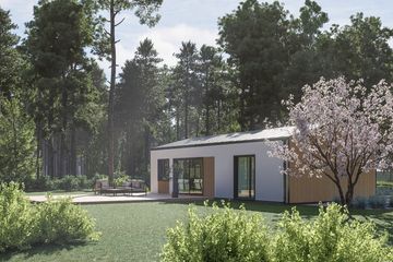 Projekt domu DM3 - wersja drewniana - parterowy dom o powierzchni 63,64 m², dach dwuspadowy - ujęcie 3