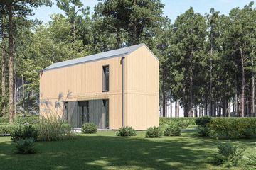  Projekt domu letniskowego DM4 - wersja drewniana (WAI1527) - projekt domu letniskowego parterowego z poddaszem - Zdjęcie 2