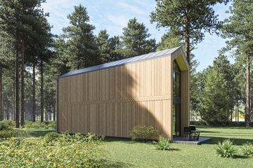  Projekt domu letniskowego DM4 - wersja drewniana (WAI1527) - projekt domu letniskowego parterowego z poddaszem - Zdjęcie 3