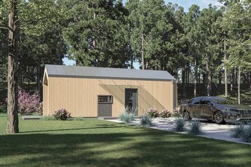 Projekt domu letniskowego DM6 - wersja drewniana - parterowy dom o powierzchni 22,88 m², dach dwuspadowy - ujęcie 2