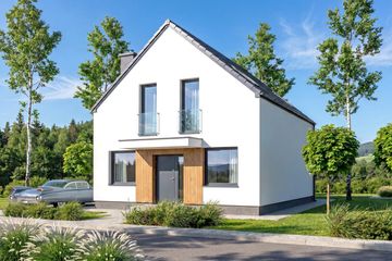 Projekt domu Lungo 4 mini modern - parterowy z poddaszem dom o powierzchni 84,64 m², dach dwuspadowy - ujęcie 2