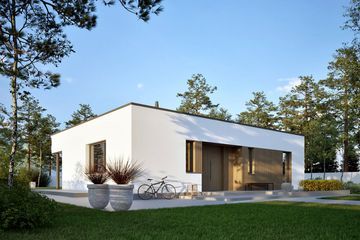 Projekt domu Mini 25 modern plus energo plus - parterowy dom o powierzchni 93,64 m², dach płaski - ujęcie 3