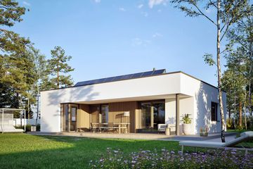 Projekt domu Mini 25 modern plus energo plus - parterowy dom o powierzchni 93,64 m², dach płaski - ujęcie 4