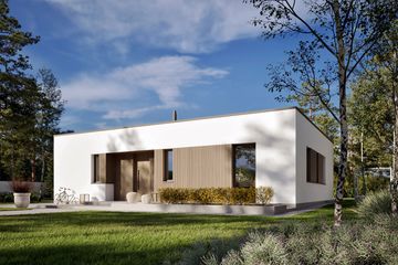 Projekt domu Mini 25 modern plus energo plus - parterowy dom o powierzchni 93,64 m², dach płaski - ujęcie 2