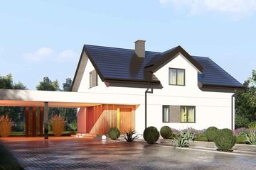 Projekt domu uA333 - parterowy z poddaszem dom o powierzchni 145,30 m², dach dwuspadowy - ujęcie 2