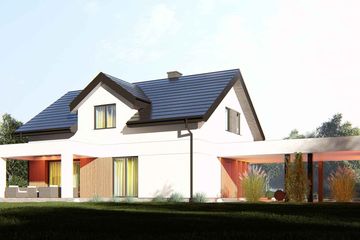 Projekt domu uA333 - parterowy z poddaszem dom o powierzchni 145,30 m², dach dwuspadowy - ujęcie 3