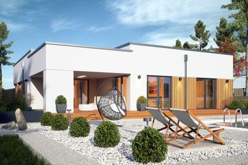 Projekt domu Klara VIII z garażem 1-st. [A] - parterowy dom o powierzchni 123,60 m², dach płaski - ujęcie 3
