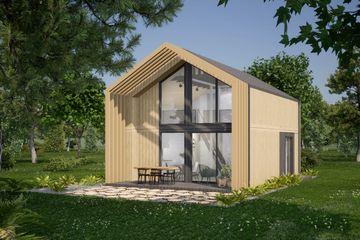  Projekt domu DM15 - wersja drewniana (WAI1535) - projekt domu parterowego z poddaszem - Zdjęcie 1