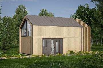  Projekt domu DM15 - wersja drewniana (WAI1535) - projekt domu parterowego z poddaszem - Zdjęcie 2