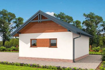 Projekt garażu G354 szkielet drewniany - parterowy dom o powierzchni 48,42 m², dach dwuspadowy - ujęcie 2