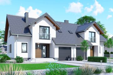  Projekt domu APS 107 dwulokalowy wariant 2 (LUA1670) - projekt domu parterowego z poddaszem - Zdjęcie 1