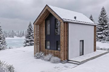 Projekt domu Jaskółka XL 4 - parterowy z poddaszem dom o powierzchni 61,90 m², dach dwuspadowy - ujęcie 3