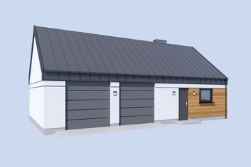 Projekt budynku gospodarczego G362 budynek gospodarczy - parterowy dom o powierzchni 75,80 m², dach dwuspadowy - ujęcie 2
