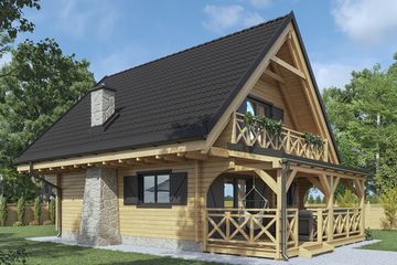  Projekt domu Jutrzenka powiększona z zadaszonym tarasem (KDX1035) - projekt domu parterowego z poddaszem - Zdjęcie 2