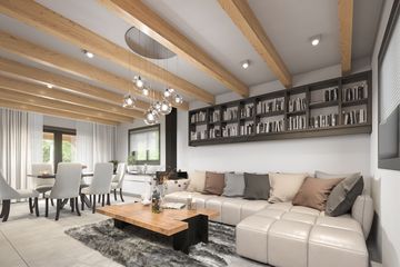  Projekt domu Jutrzenka powiększona z zadaszonym tarasem (KDX1035) - projekt domu parterowego z poddaszem - Zdjęcie 9