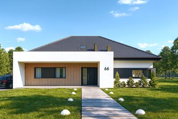  Projekt domu A-166 (PZB1096) - projekt domu parterowego z poddaszem - Zdjęcie 1