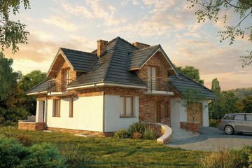  Projekt domu Elegans I PG1 (SLS1163) - projekt domu parterowego z poddaszem - Zdjęcie 1