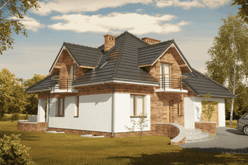  Projekt domu Elegans I PG1 (SLS1163) - projekt domu parterowego z poddaszem - Zdjęcie 1