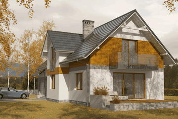  Projekt domu Fortis I PG1 (SLS1166) - projekt domu parterowego z poddaszem - Zdjęcie 2