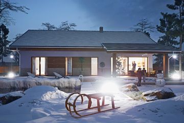 Projekt domu Gąska IV A z garażem 1-st. [A] - parterowy dom o powierzchni 119,40 m², dach dwuspadowy - ujęcie 5