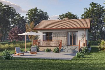 Projekt domu D442 - Bogusia - parterowy dom o powierzchni 39,80 m², dach dwuspadowy - ujęcie 2