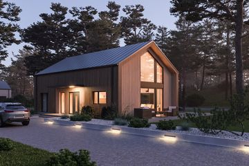 Projekt domu D445 - wersja drewniana - parterowy dom o powierzchni 133,10 m², dach dwuspadowy - ujęcie 3