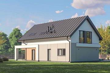 Projekt domu D448B - parterowy z poddaszem dom o powierzchni 171,93 m², dach dwuspadowy - ujęcie 2
