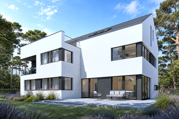 Projekt domu B-472 - z pełnym piętrem i poddaszem dom o powierzchni 89,84 m², dach dwuspadowy - ujęcie frontu