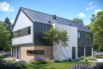 Projekt domu B-471 - z pełnym piętrem dom o powierzchni 89,29 m², dach dwuspadowy - ujęcie frontu