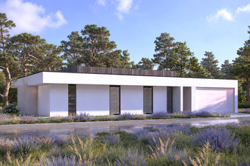 Projekt domu N-256 - parterowy dom o powierzchni 135,77 m², dach płaski - ujęcie 2