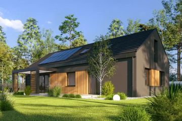 Projekt domu Nowoczesna stodoła 1b - parterowy z poddaszem dom o powierzchni 131,70 m², dach dwuspadowy - ujęcie 2