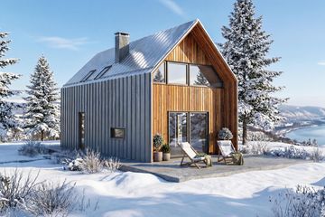 Projekt domu September - parterowy z poddaszem dom o powierzchni 69,65 m², dach dwuspadowy - ujęcie 2