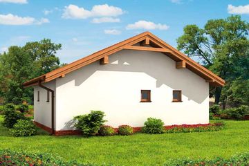 Projekt garażu G1B szkielet drewniany garaż dwustanowiskowy - parterowy dom o powierzchni 55,70 m², dach dwuspadowy - ujęcie 2