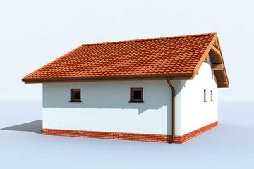 Projekt garażu G1B szkielet drewniany garaż dwustanowiskowy - parterowy dom o powierzchni 55,70 m², dach dwuspadowy - ujęcie 4