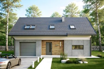  Projekt domu HG-C1N (KRM1102) - projekt domu parterowego z poddaszem - Zdjęcie 1