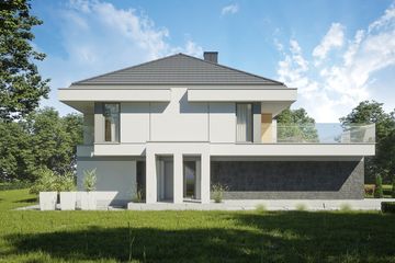 Projekt domu LK&1306 - z pełnym piętrem dom o powierzchni 258,38 m², dach kopertowy - ujęcie 2